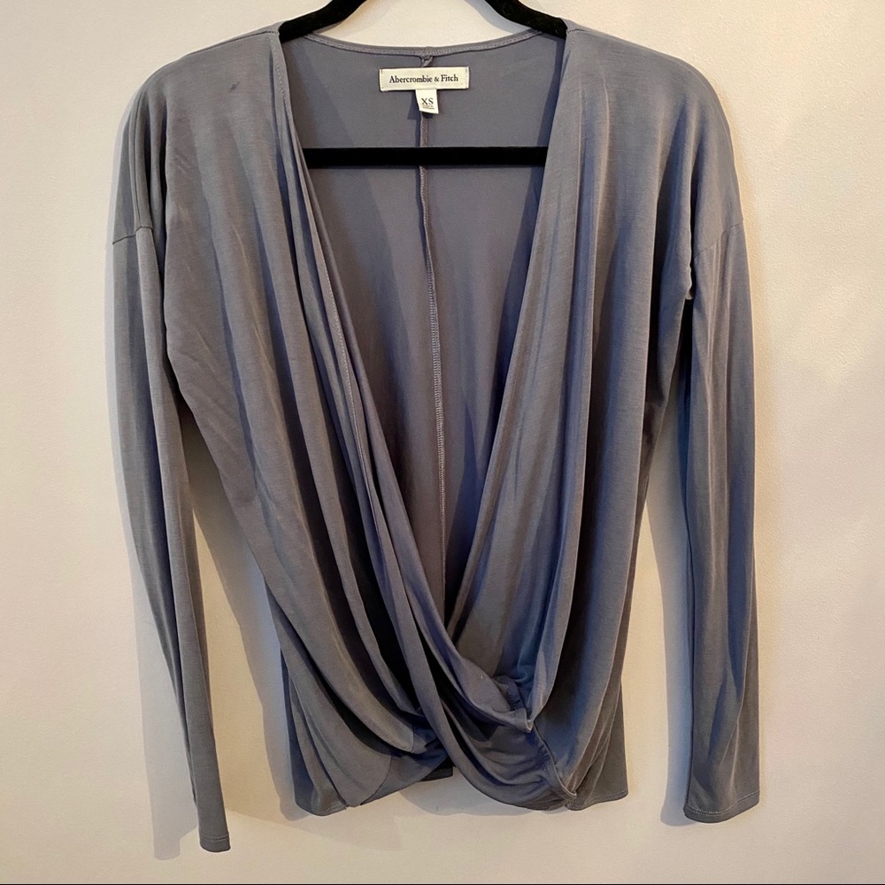 Blue draped top